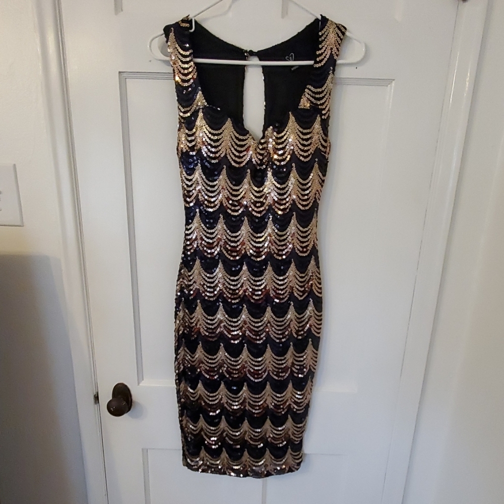Gold Sequin Cocktail Dress